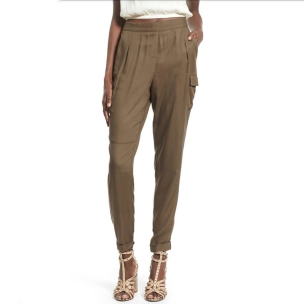 Leith | Brown Rayon Cargo Joggers